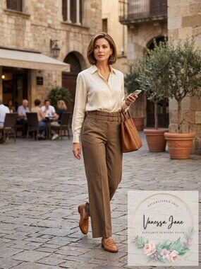 Gap Womens Trouser Stretch Beige With Belt, Size 2